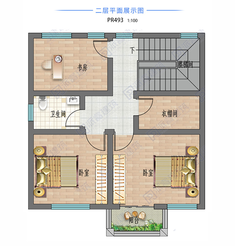 最新款农村自建小面积欧式二层半别墅设计图,独栋带老虎窗的屋顶造型-PR493