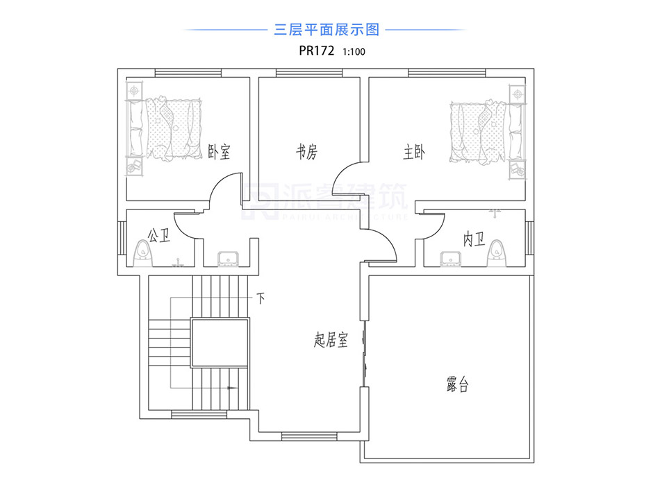PR172 农村三层复式客厅欧式别墅全套图,豪华小别墅,新农村别墅,农村自建房设计,派睿建筑