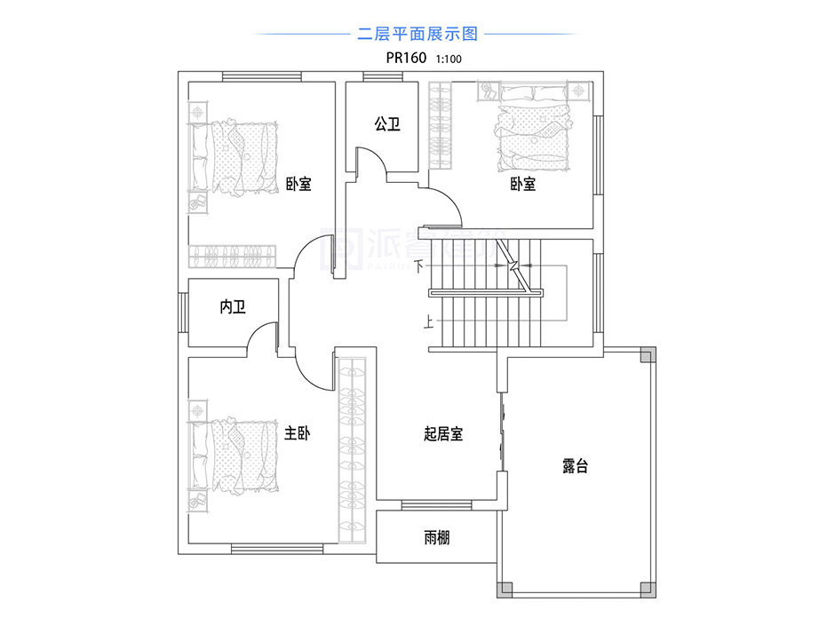 PR160 二层带车库农村自建房_别墅设计图纸,新农村房屋设计图,农村自建房设计,派睿建筑