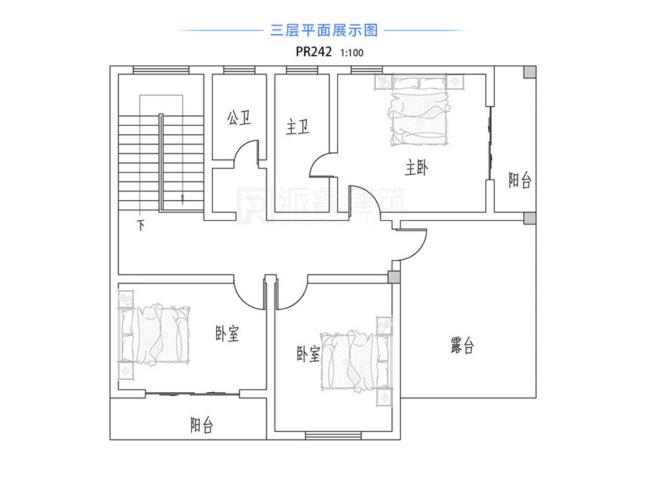 PR242 农村三层带大露台欧式别墅全套图纸_豪华别墅,新农村别墅,农村自建房设计,派睿建筑