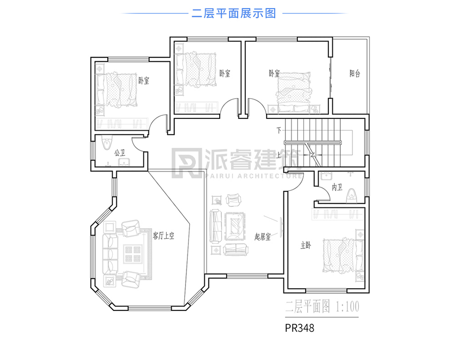 PR348 农村三层简欧风格别墅全套施工图纸_豪华别墅,新农村别墅,农村自建房设计,派睿建筑