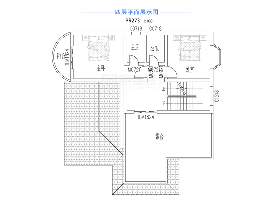 PR273 农村四层复式客厅带大露台豪华别墅设计全套施工图纸,别墅图片,派睿建筑