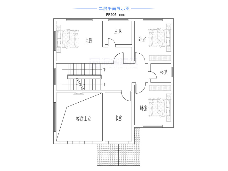 PR206 农村二层带复式客厅小别墅,实用美观别墅设计图片,新农村房屋设计,农村自建房别墅图片,派睿建筑