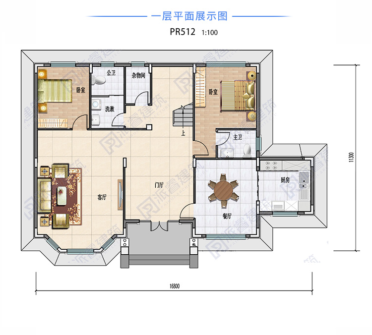 农村自建复式挑空别墅设计图纸及效果图大全,豪华欧式外观,侧边带独立厨房-PR512