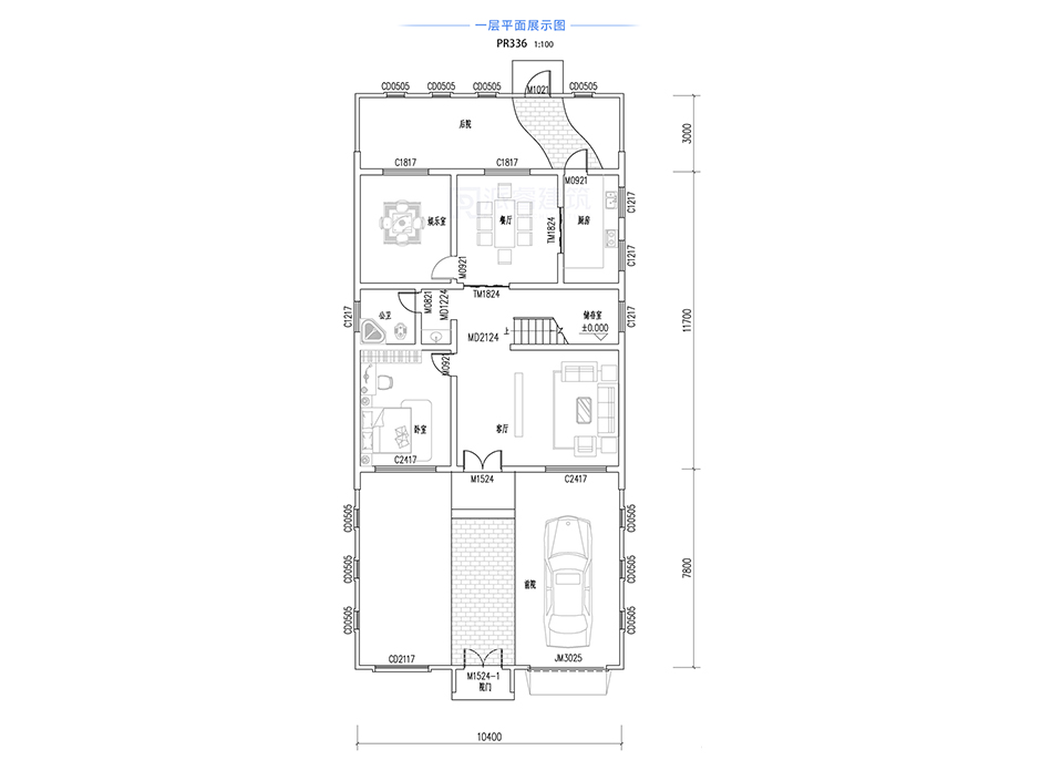 PR336 二层130平米小户型中式庭院风格别墅设计图-派睿建筑