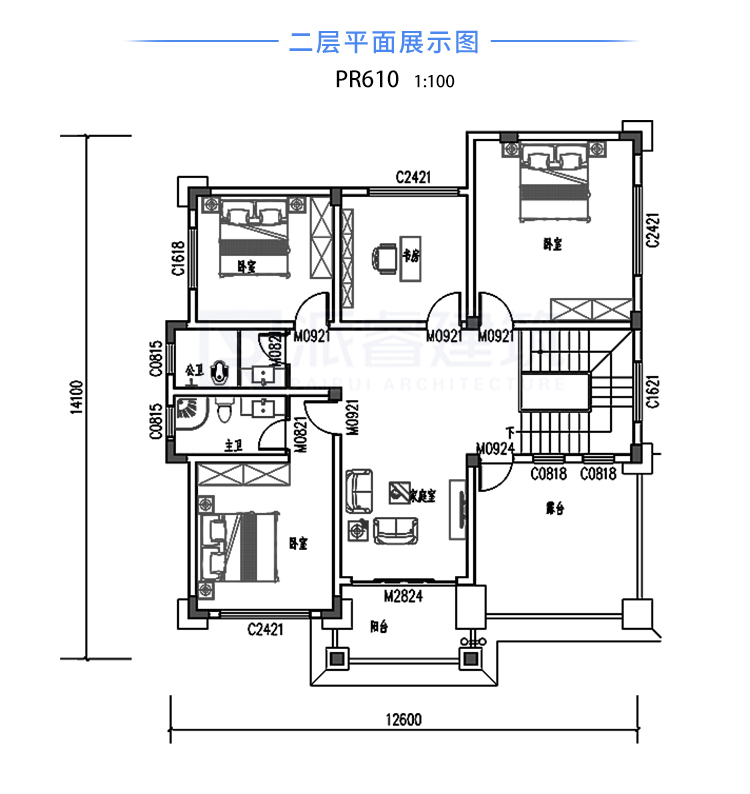 二层别墅图纸，新中式经典大气，室内布局舒适，造价经济适合老家建-PR610
