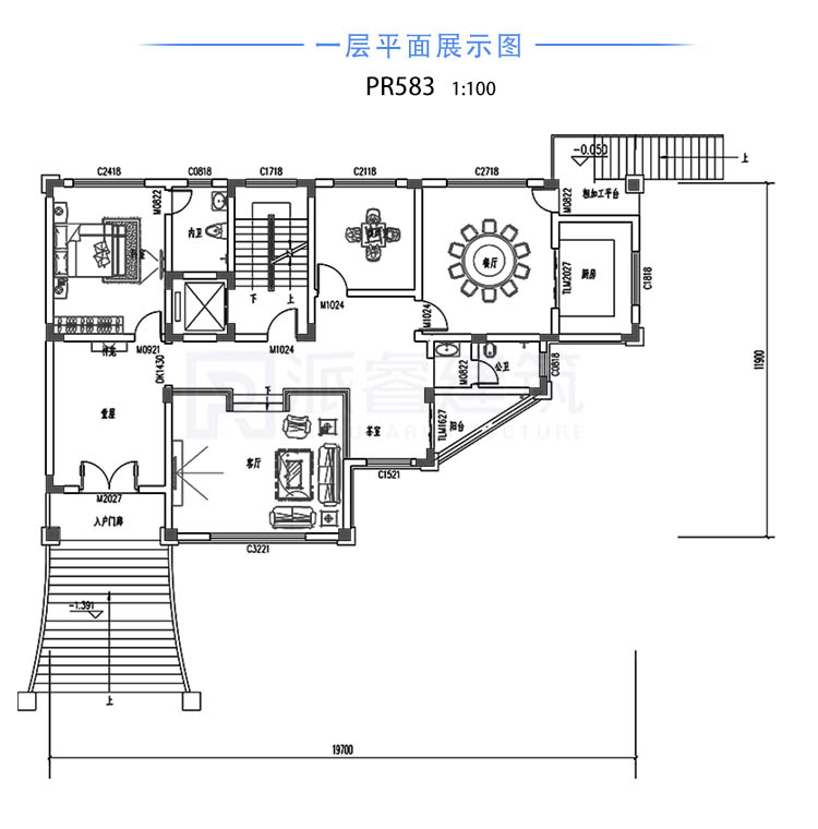 带架空层的欧式别墅，防潮防水，开间19米，进深11米-PR583