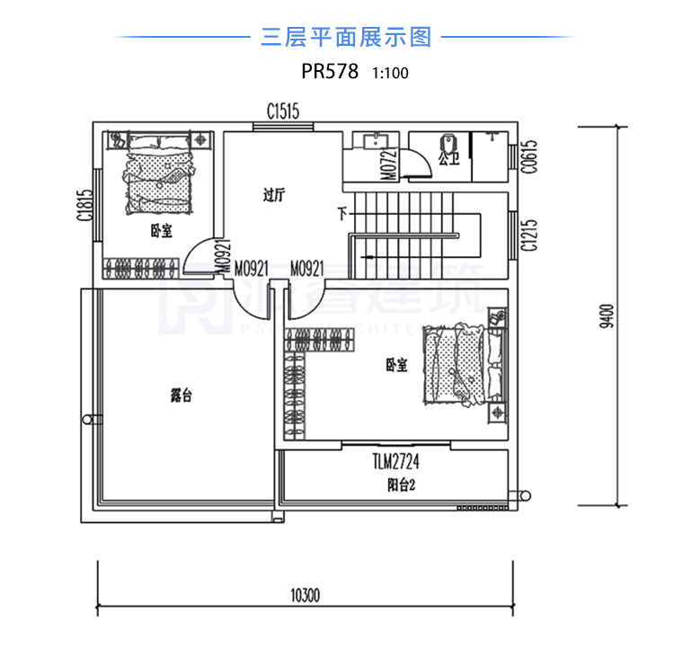 年轻人最爱的现代风格别墅效果图，带复式客厅超大屋顶花园-PR578