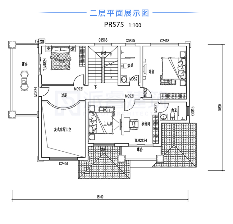 二层新中式豪华别墅，开间15米，进深10米，带农村柴火灶PR575
