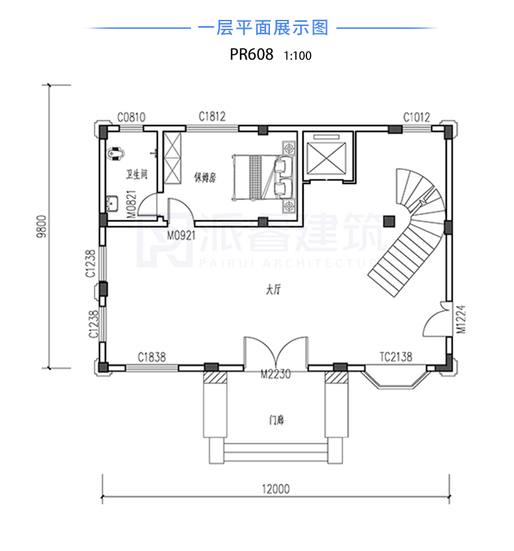 12×9.8米新中式四层别墅,6间卧室+观景露台，舒适生活就此展开-PR608